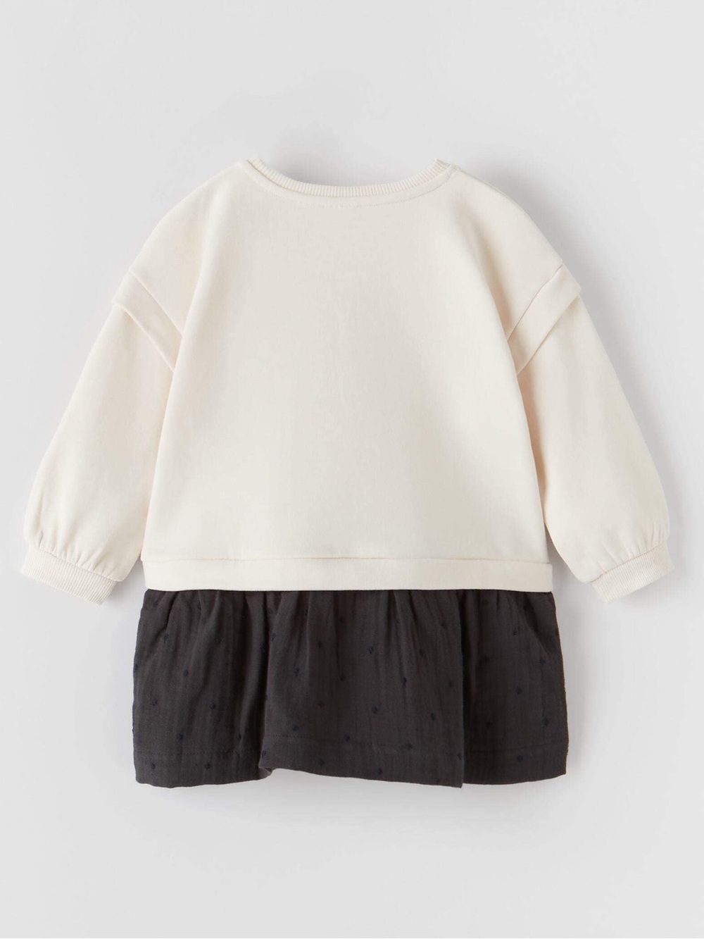 Zara Cream and Black Layered Long-Sleeve Dress